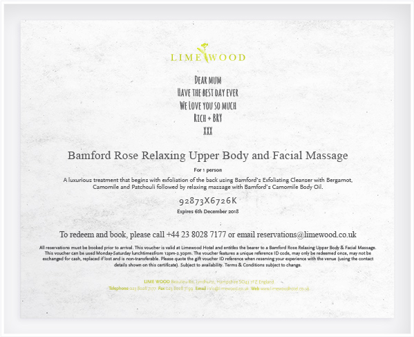 Limewood gift voucher box
