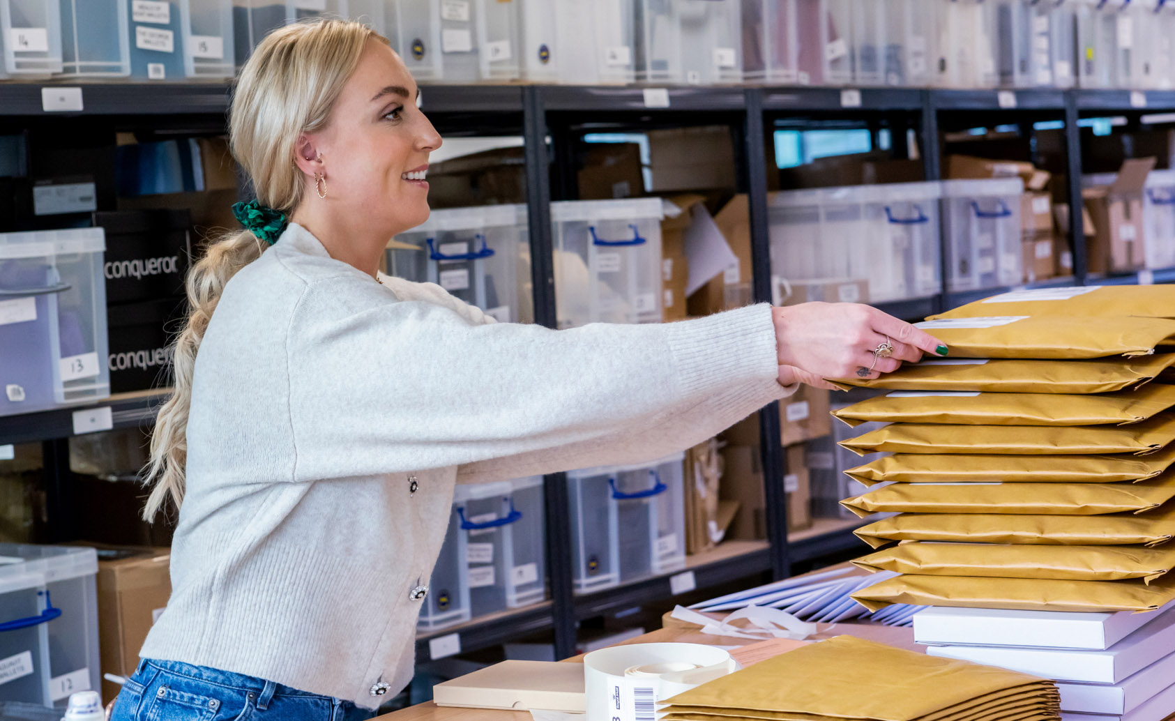 Giftpro employee working in the warehousing department