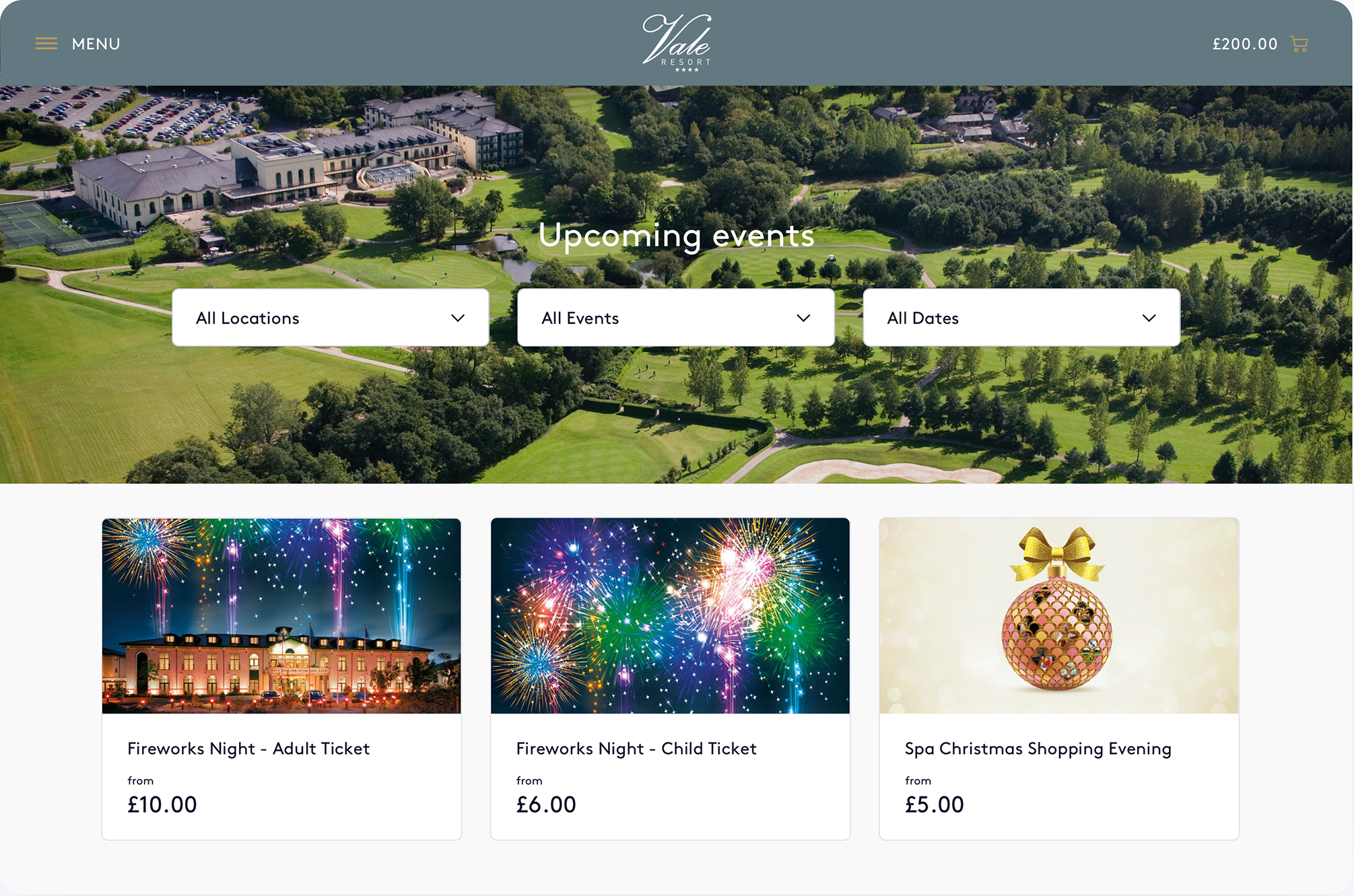 Vale Resort events store screenshot